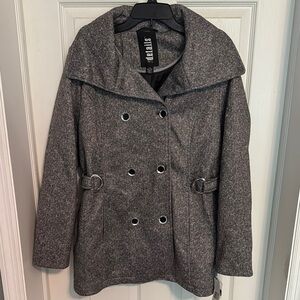NWT Women's Charcoal Peacoat with Removable Hood